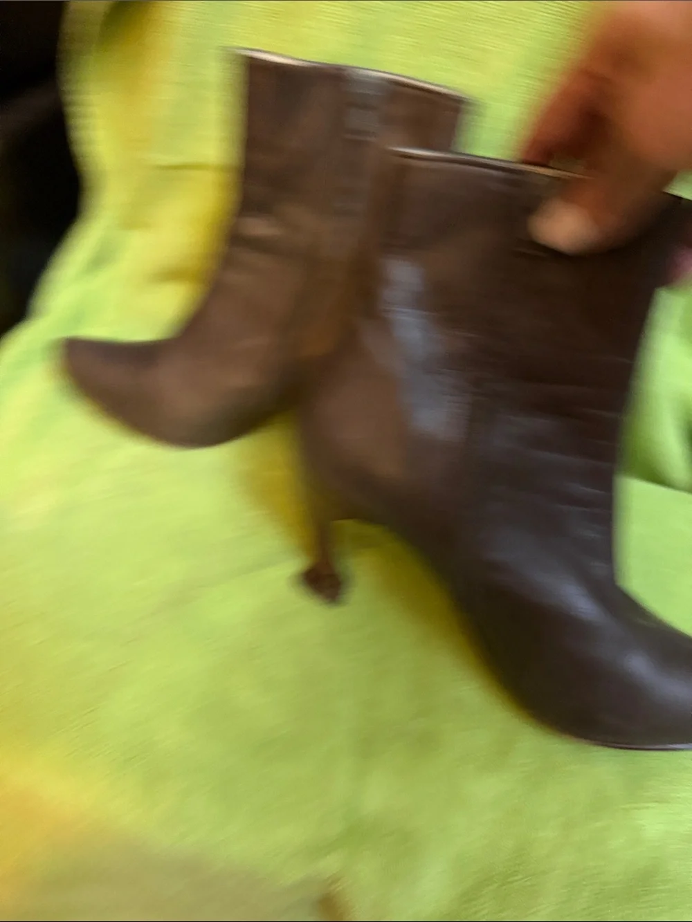 John Fluevog Dark Brown Pointed Toe Leather Ankle Boots